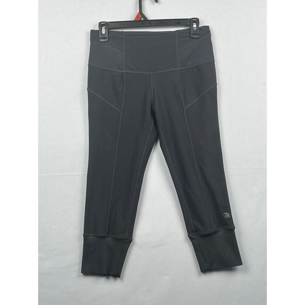 MPG‎ Sport Womens Capri Leggings Ribbed Trim Size S Black RN88201